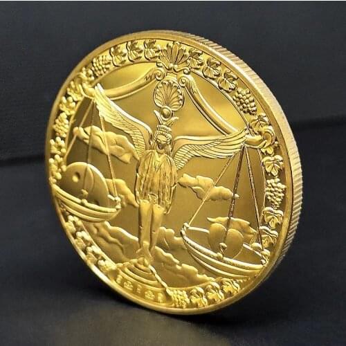 Twelve Constellation Zodiac Gold Commemorative Coins Euro Astrology Libra Tarot Wishing Sun God Lucky Love Souvenir Medals