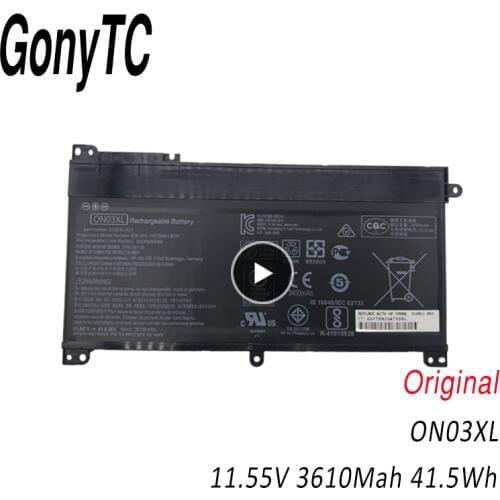 GONYTC ON03XL 41.5Wh 11.55V Genuine BI03XL Laptop Battery For HP Pavilion X360 13-u000 m3-u000 Stream 14-ax000 HSTNN-UB6W