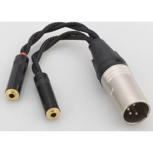 High Quality 4pin XLR Balanced Male to Dual 3.5mm Female Headphone Audio Adapter