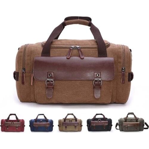 Canvas Unisex Retro Leisure Travel Sports Camping Large Capacity Carrying Clothing Travel Tote Bag