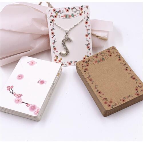 Free shipping 5x7cm 50pcs kraft paper multi-printing pattern Necklace card DIY jewelry display packaging card accept customize