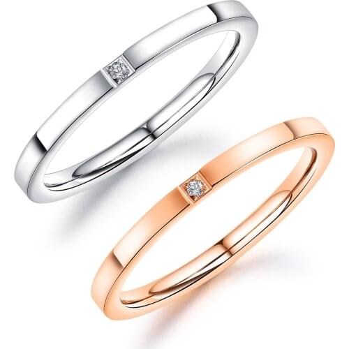 Cyue Smooth Face Stainless Steel 316L Finger Ring With AAA Pave CZ For Women Fashion Jewelry