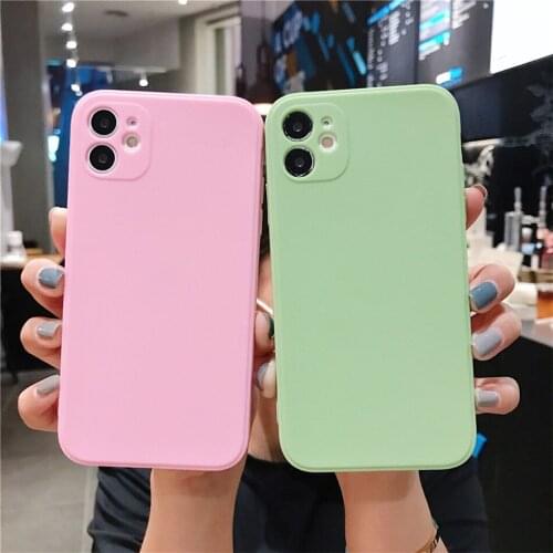 Square Solid Color Tpu Phone Case for IPhone 12 Pro Max Mini Simple TPU Cover for IPhone 11 Pro Max X XR Xs Max 6 7 8 Plus