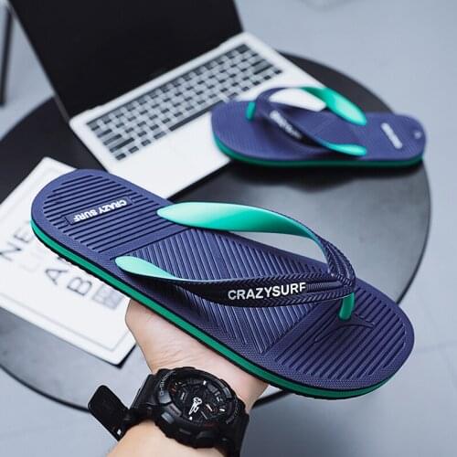 Fashion Blue Massage Slippers Men Flip Flops Lightweight Casual Slides Men Non Slip Flat Beach Indoor Slipper Men сланцы мужские