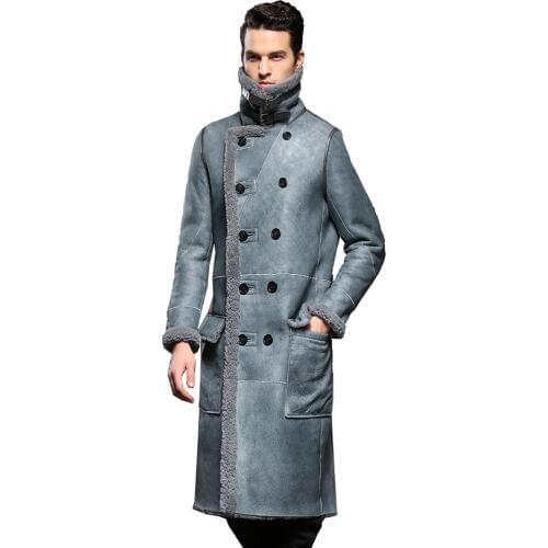 New Design Sheepskin Fur Coat Genuine Leather Male Formal Winter Long Thick Wool Jacket Sheepskin Shearling Men Fur Coat 4XL