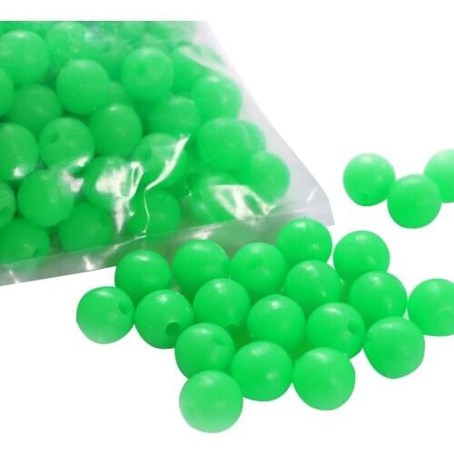100pcs/lot Soft Fishing Beads Stopper 5mm-10mm Luminous Round Fishing Space Beans Stops Soft Rubber Rig Lure Accessories