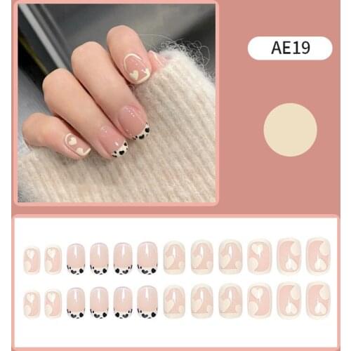High Quality 24pcs Leopard Printed Nail Patch Cow Pattern Glue Type Removable Short Paragraph Fashion Manicure False Nail Patch