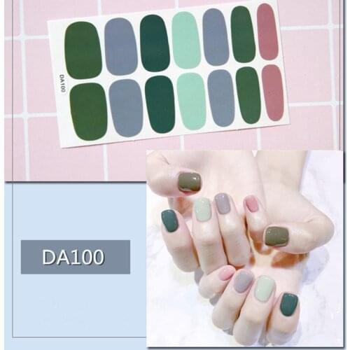 1sheet Colorful Full Nail Art Tips DIY Adhesive Wraps Waterproof Nail Stickers Decorations Manicure Drop Shipping DA096-DA126