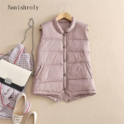 Sanishroly 2020 New Autumn Winter Women Ultra Light Duck Down Vest Female Slim Sleeveless Waistcoat Short Jacket Plus Size SE952