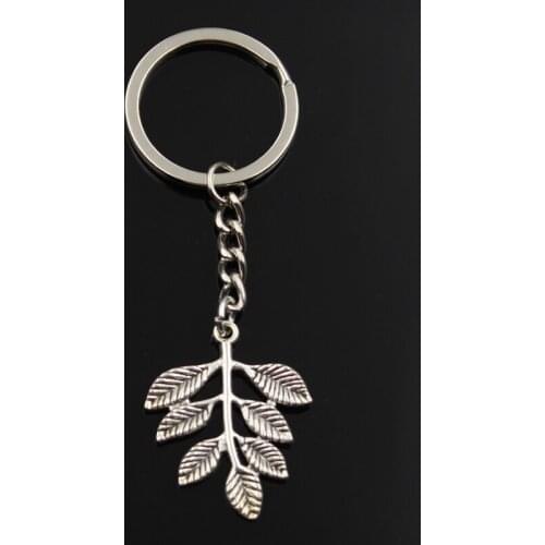 New Fashion Keychain 28x35mm Tree Branch Leaf Pendants DIY Men Bronze Color Silver Color Car Key Chain Ring Holder Souvenir Gift