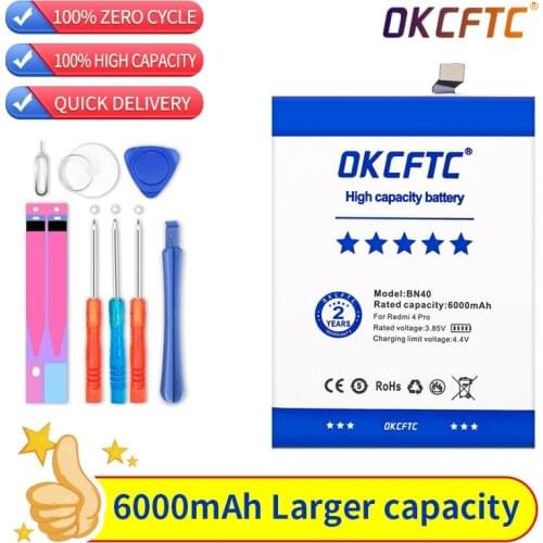 OKCFTC Original Battery BN40 6000mAh for Xiaomi Redmi 4 Pro Prime 3G RAM 32G ROM Edition Phone Replacement Batteries