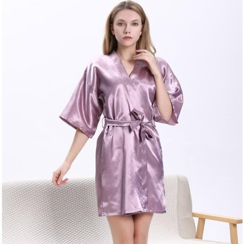 Sexy Large Size Faux Silk Satin Night Kimono Robe Short Bathrobe Perfect Wedding Bride Bridesmaid Robes Dressing Gown