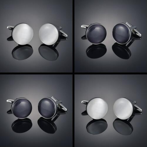 Simple French round opal Cufflinks sleeve studs mens Business Shirt Studs mens shirt buttons