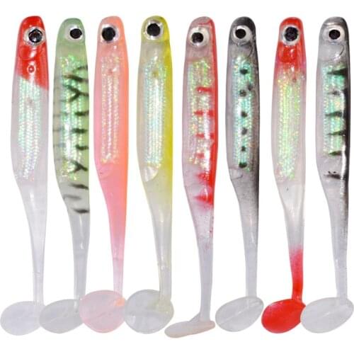 Raglou Shad Soft Lures 75mm/2.2g 4pcs/lot Artificial Rainbow Fishing Lure Wobblers Silicone Soft Bait Carp Tackle Pesca Predator
