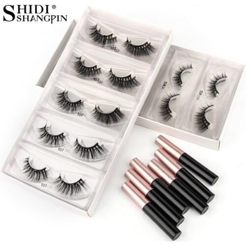 Wholesale Magnetic Eyelashes 3/10/50/100 Pairs 3D Mink Lashes Natural False Eyelashes Makeup Set Extension Lashes with Eyeliner