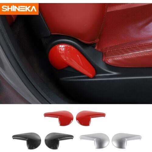 SHINEKA Carbon Fiber Car Interior Seat Adjustment Handle Decoration Cover Stickers For Dodge Challenger 2010-2020 Car Styling