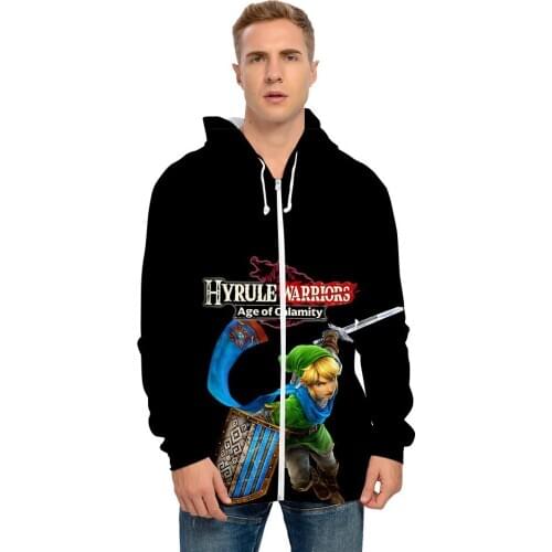 2020 3D Print Hyrule Warriors : Age of Calamity zipper Hip hop Sweatshirt Closing sleeves Coat Hoodies Men/Women Streetwear Tops