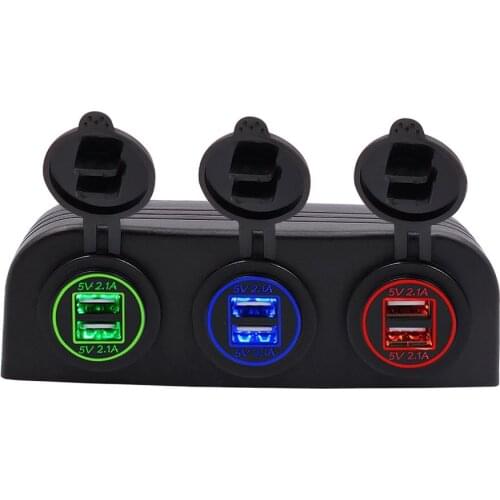 Universal Waterproof 5V 4.2A 6 USB Car Charger Hole Tent Type Panel Red Green Blue for Boat Marine ATV RV Car Motocycle
