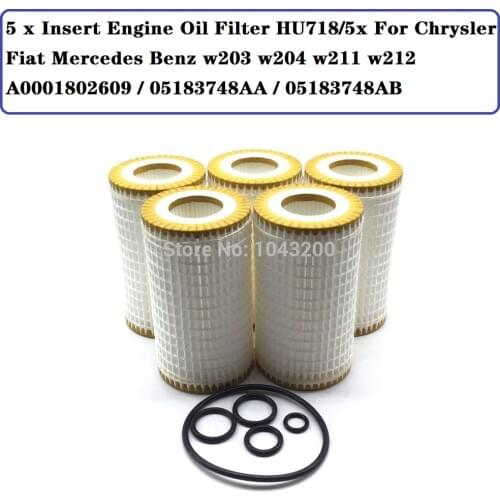 Insert Engine Oil Filter HU718/5x For Chrysler Fiat Mercedes Benz w203 w204 w211 w212 A0001802609 / 05183748AA / 05183748AB