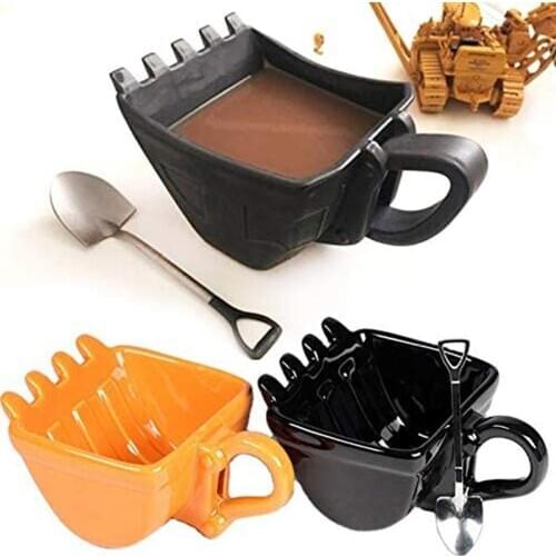 340ml Funny Mugs Excavator Bucket Model Coffee Mugs Creative For Dessert Ceramic Mug Cups For Coffee Best Gift Cake Cup