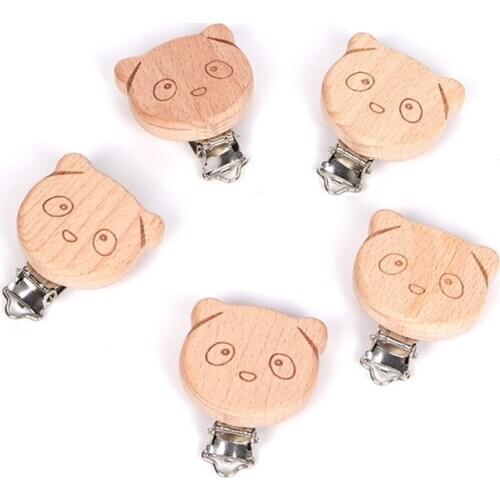Cute Shape Beech Wood Pacifier Clip Baby DIY Preferred Nipple Chain Accessories new