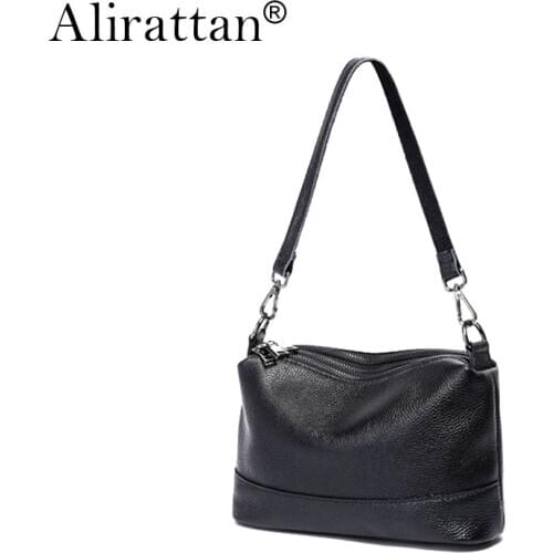 Alirattan 2021 New Genuine Leather Handbags Brand Designer Women Fashion Trendy Shoulder Messenger Bag Travel Shopping Ins F367
