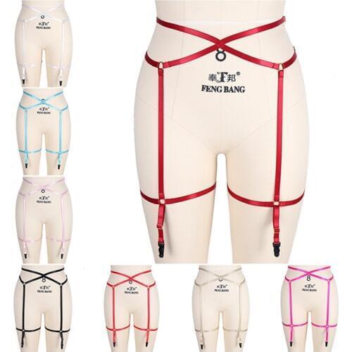 Women Sexy 8 Color Leg Garter Belt Elastic Adjust Waist Body Harness Fashion Underwear For Women Bondage Leg Garter Stocking