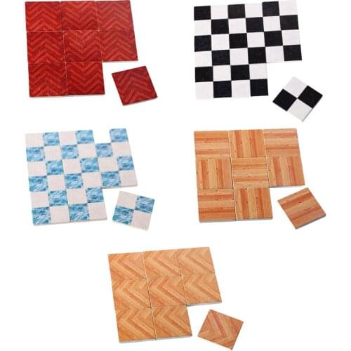 1/12 Miniatures Dollhouse Floor Sticker Floor Tiles Wallpaper BJD Doll Model Kitchen Bathroom DIY Decoration