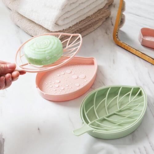 1PC Double Layer Soap Dish Creative Leaf-Shaped Shelf Multifunctional Non-Slip Drainage Storage Bathroom Tools Household Items