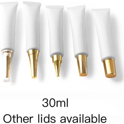 10pcs 30g Empty Cosmetic Squeeze Bottle 30ml White Plastic Container Refillable Handmade Lotion Eye Cream Packaging Soft Tube