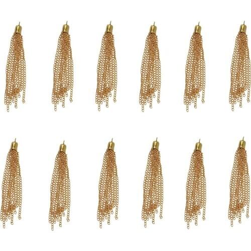12pcs Gold Silver Plated Long Tassel Charm Pendant For Jewelry Making Findings