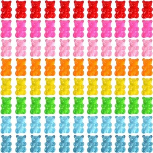 120 Pcs Candy Gummy Bear Colorful Resin Fillers Charms for Nail Art DIY Crafting Slime Jewelry Making Decoration