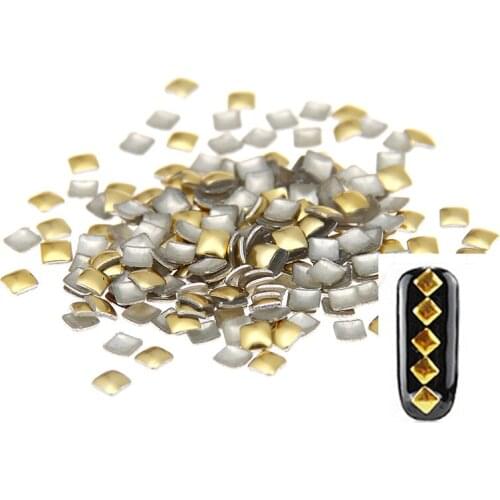 New Arrive 2mm Square Beauty Shape Design Alloy Metal Material Hotfix With Glue Back Stickers For 3D Nails Art Decorations