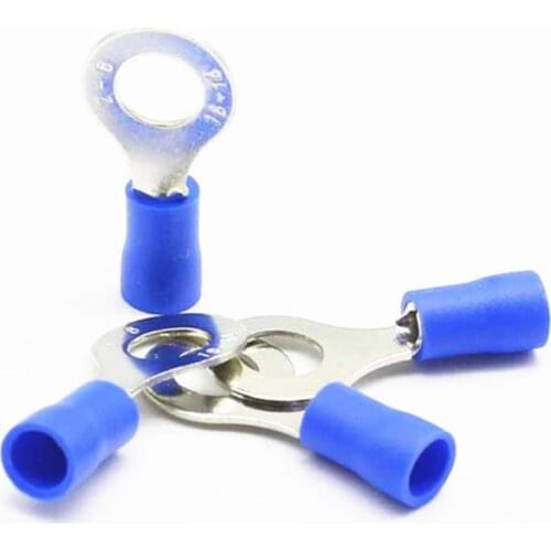 25pcs Blue Ring Insulated Wire Connector Electrical Crimp Terminal Cable Wire Connector AWG