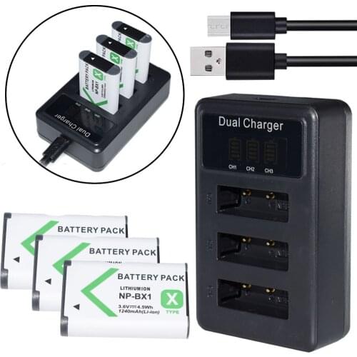 3 Pcs Battery + LCD Triple Charger for Sony Cyber-shot DSC-RX100M6 (RX100 VI) RX1R Camera
