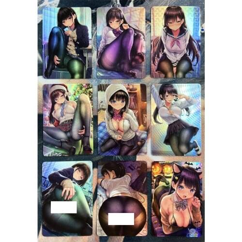 9pcs/set ACG New Black Silk Girl Sexy H Toys Hobbies Hobby Collectibles Game Collection Anime Cards