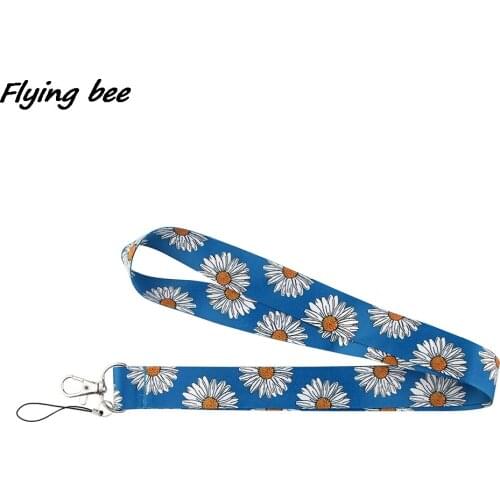Flyingbee Flower Daisy Painting Art Key Chain Lanyard Neck Strap For Phone Keys ID Card Creative Lanyards X1082