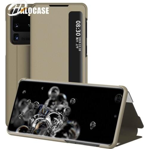 For Samsung Galaxy S20 Ultra S20 FE Case Smart Window View Flip Stand Case for Galaxy S20 Plus Leather Back Cover