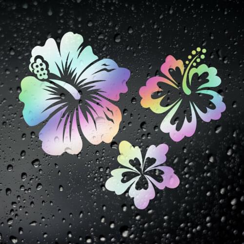 FD593 Hawaiian Lei Hibiscus Flowers Oil Slick Chrome Sticker for Campervan Surf T25 T4 T5 Motorcycle Bumper Decal