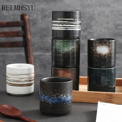 1PC RELMHSYU Japanese Style Retro Ceramic Handmade 200ML Tea Water Coffee Office Cup Household Restaurant Drinkware