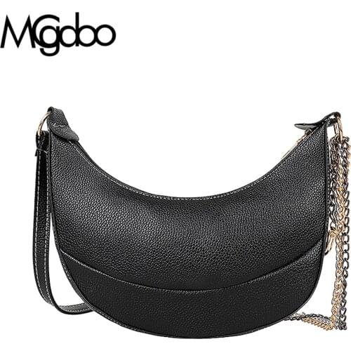 Mgcdoo Leather Hobo Bag Women Fashion Shoulder Bag Chain Crossbody Bag Casual Dumpling Bag