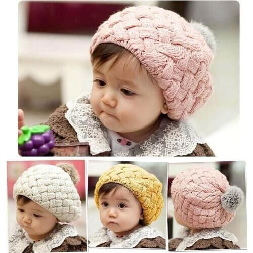 Fur Rabbit Knitted Baby Hat Caps Cute Baby Photography Props Soft Plaited Baby Hat Baby Girl Crochet Toddler Cap Photo Shoot