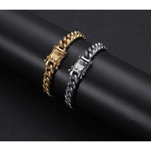 12mm 7inch 8inch 9inch 10inch Stainless Steel cuban Bracelet For Men Women SB005