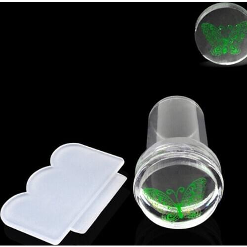 Hot Sale Nail Salon Mini Transparent Jelly Nail Art Stamper Scraper Set DIY Polish Print Silicone Stamp Stamping Tools