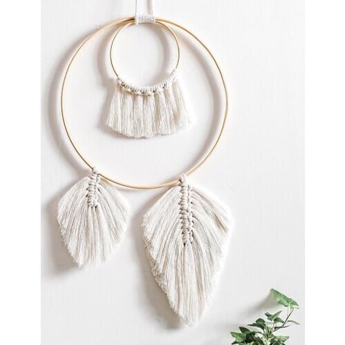 Macrame Nordic Tapestry Wall Hanging Decoration Handwoven Boho Dream Catcher Hanging Pendant Living Room Bedroom Wall Ornaments