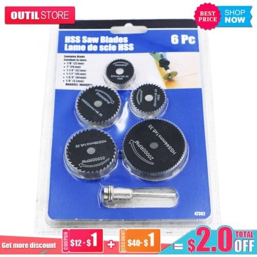 Hss Mini 5PCS Circular Wood Cutting Cutoff Blade Wheel Discs Rotating Mandrel Rotary Power Drilling Tools Accessories