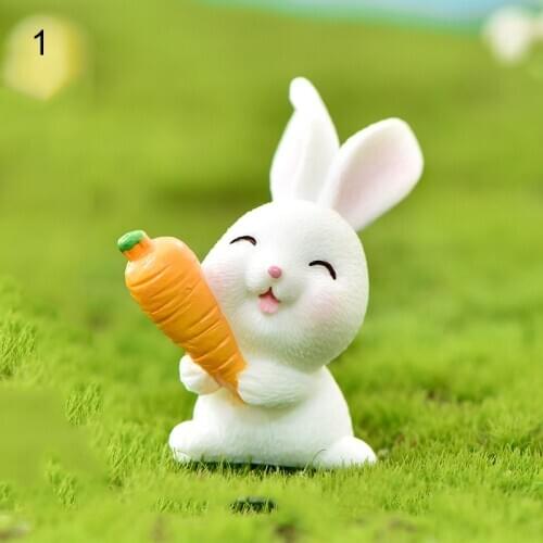 Miniature Decoration Cute Animal Cartoon Bunny Carrot Rabbit House Cute Rabbit Gardening Plant Resin Accessories SCVD889