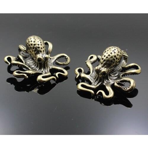 Mini copper Octopus ornaments brass handles tea pets souvenirs gifts decoration decor figurines miniatures