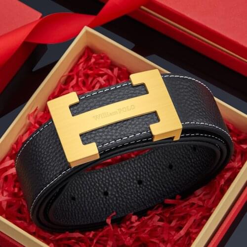 Leather automatic buckle belt leisure formal wear mens stainless steel buckle belt fashion personalized trouser belt