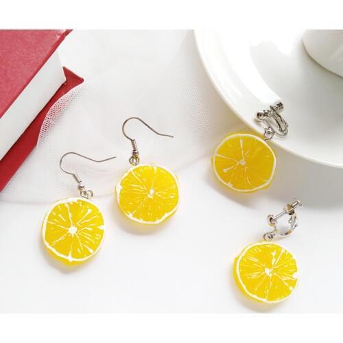 2020 New Fashion Resin stereo lemon orange earrings long pendant summer fruit jewelry for girls and teenagers gifts wholesale